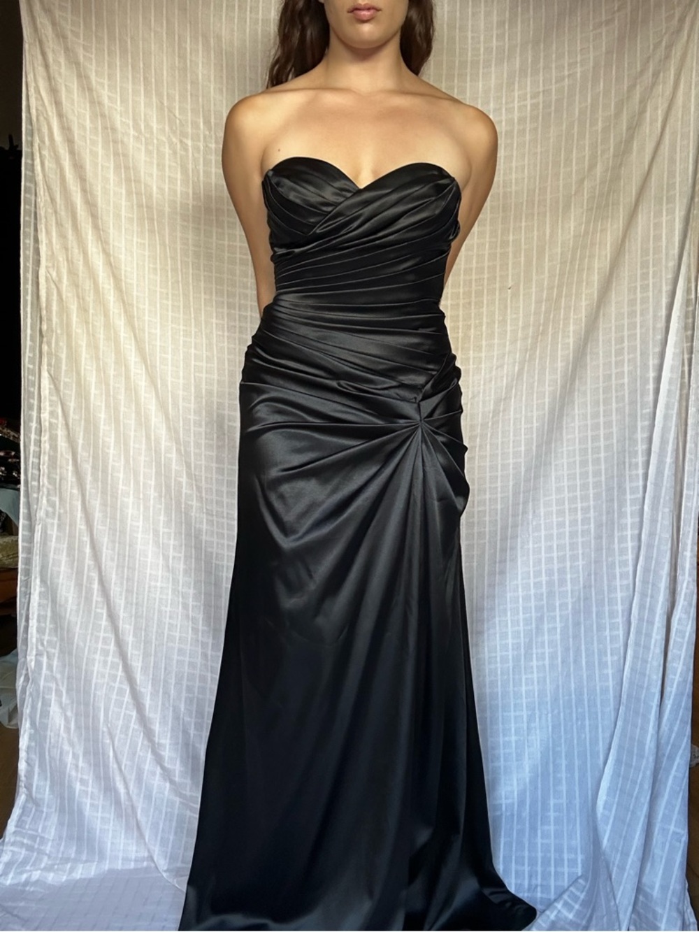 Madame X Black Satin Sweetheart Gown